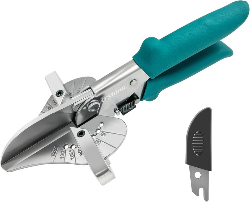 OSHINE O’Shine Miter Shears for Angular Cutting Molding Crafting,Shoe Molding Cutter Tool,45-135 Degree Multi Angle Trim Cutter Hand Tool for Soft Wood PVC, an Extra Blade with Sheath Included - Image 1